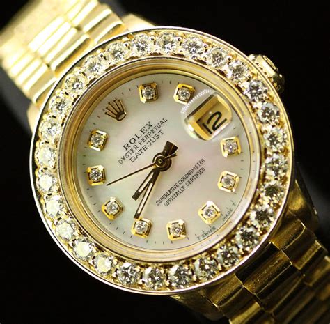 ladies 18k gold rolex datejust president watch|ladies oyster perpetual Datejust 18k.